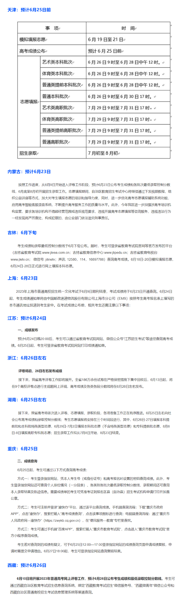 更新|又有多省市公布高考查分时间